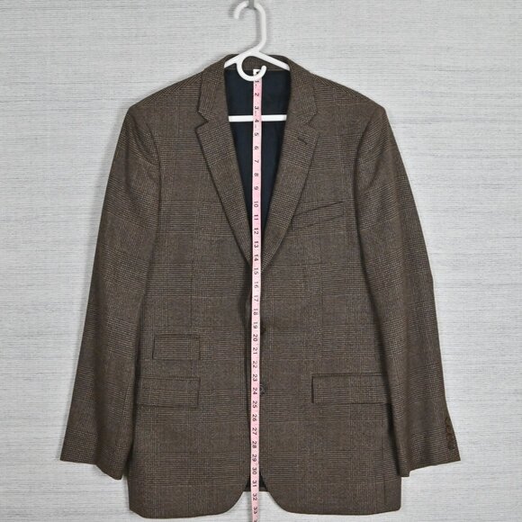 J. Crew Thompson Slim Fit Formal 100% Wool Check Brown Grey Suit Set 42L W34/L32 - Picture 12 of 16
